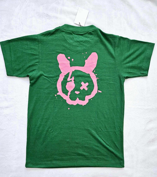 Green and pink short set with pink bunny